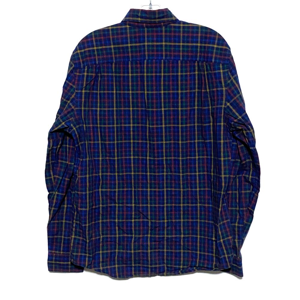 Gap Slim Fit Button Down Plaid Primary Colors Navy Windowpane Mens Large L - Picture 2 of 7